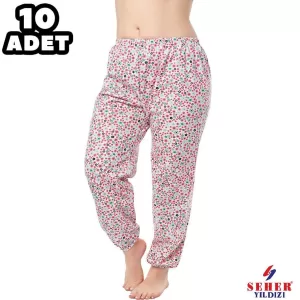 Seher İki İplik Empirme Lastikli Bayan Pijama Alt 10'lu