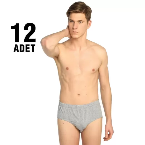 Seher Renkli Erkek Penye Kom Slip Külot 12'li gri